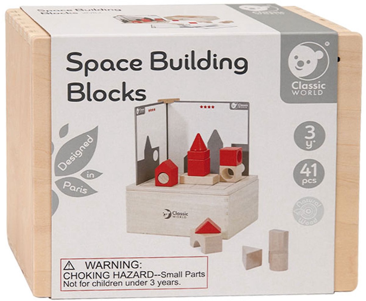 CLASSIC WORLD Houten blokken Puzzel Spel Gebouwen Puzzel Ruimtelijk bouwen voor kinderen 41 el.