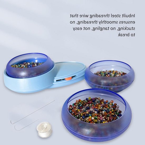 Bead Spinner voor het Laden van Kralen, Inclusief 2 Grote Ogen Gebogen Naalden, Batterij Aangedreven Kralen Loom Kit voor Zelfgemaakte Armbanden en Sieraden maken — afbeelding 4