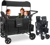 WonderFold W4 Elite - Bolderkar - Kinderwagen voor 4 kinderen – Opvouwbare Bolderkar - Volcanic Black (136kg Draagvermogen)