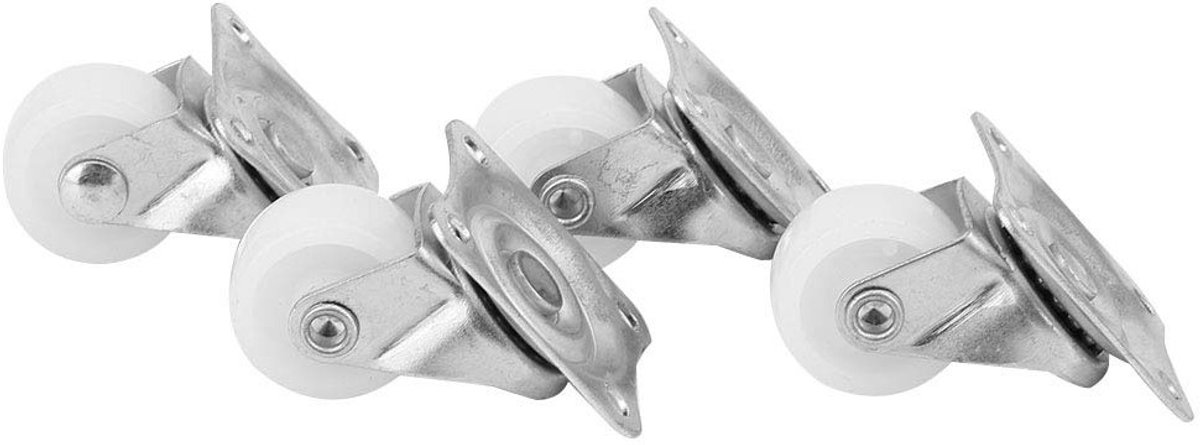 Set van 4 draaibare wielen van 1 inch, 20 kg draagvermogen, nylon materiaal voor meubels en winkelwagens, ideaal voor DIY projecten en meubels.