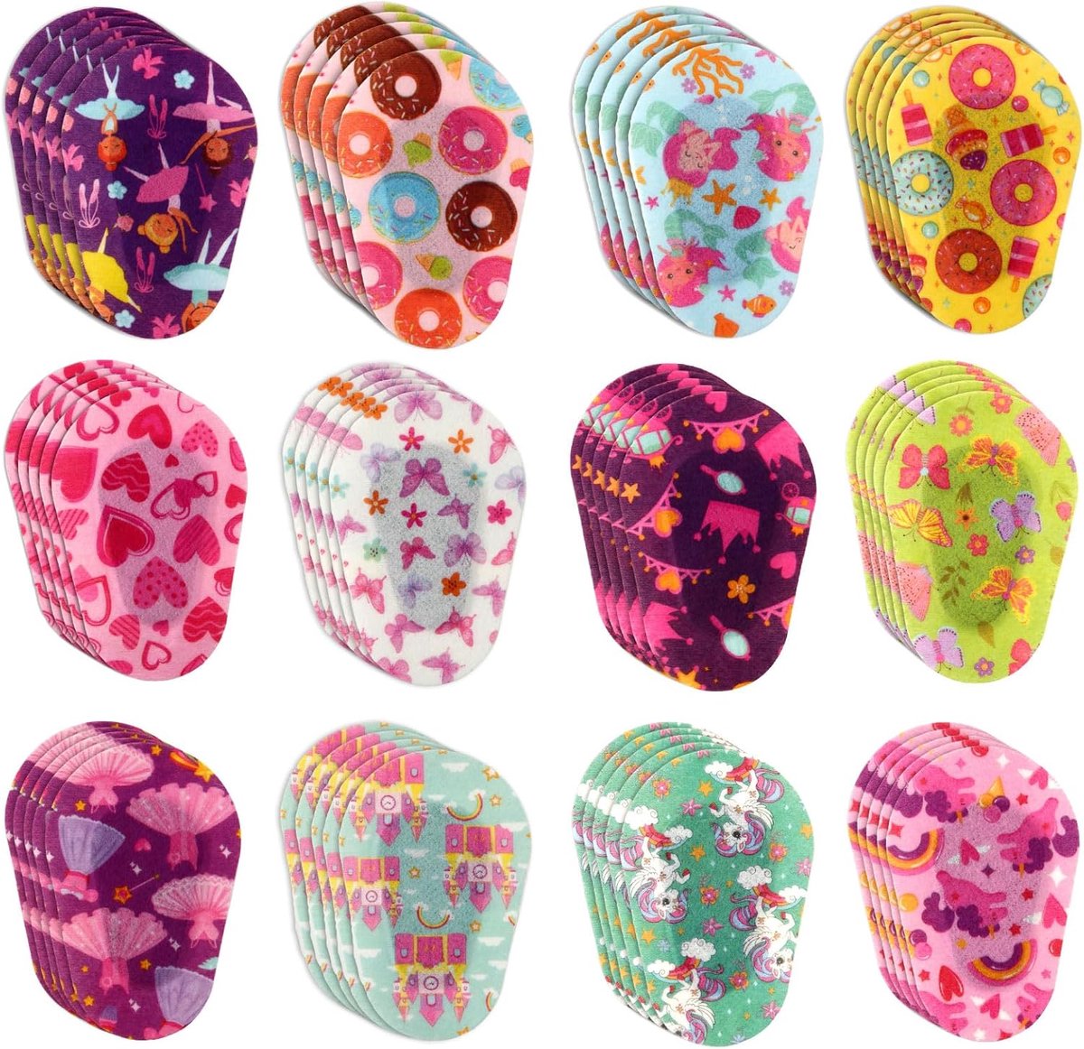 VVGoods - Kleurrijke Ooglapjes voor Kinderen | Wegwerpbaar & Ademend | Leuke Designs | Oogverbanden voor Meisjes & Jongens | Luie Ogen & Lichtblokkering | 60 stuks, 12 Stijlen