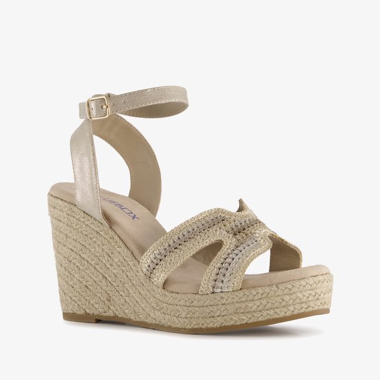 Blue Box dames espadrilles met jute en sleehak beige - Maat 38