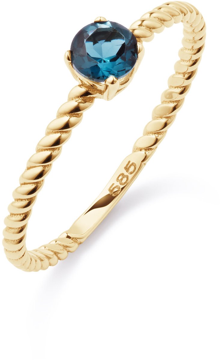 Glow 214.024152 Dames Ring Gedraaid Lichtblauwe Topaas 14 Karaat Goud Maat 52