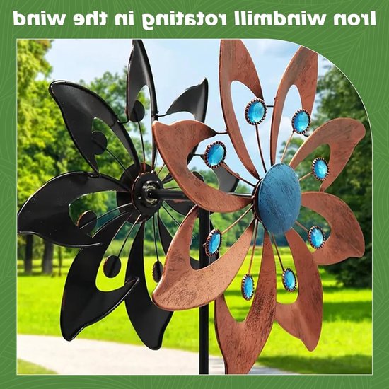 Decoratieve Metalen Windmolen voor Tuin, 109 cm, Weerbestendig Tuinornament, 3D Tuinsteker, Stabiel en Duurzaam voor Patio en Gazon Decoratie — afbeelding 4