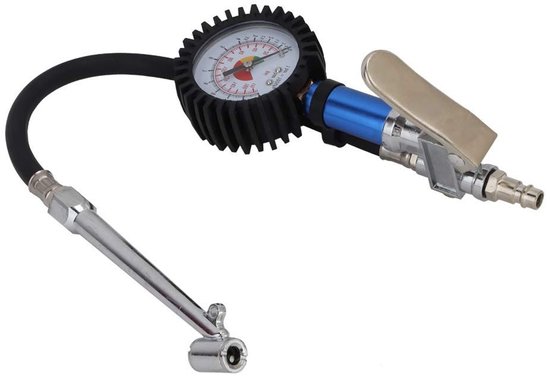 Hogedruk Bandenpomp met Drukmeter tot 12 Bar, Snelle Luchtverbinding en Zelfklemfunctie voor Auto en Fiets — afbeelding 2