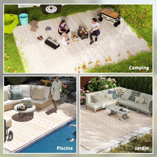 MakkelijkMooi Tuintapijt 3.65 x 2.74 m - Buitenkleed - Omkeerbaar - Waterbestendig & Snel Schoon - voor Camping, Strand & Picknick — afbeelding 3