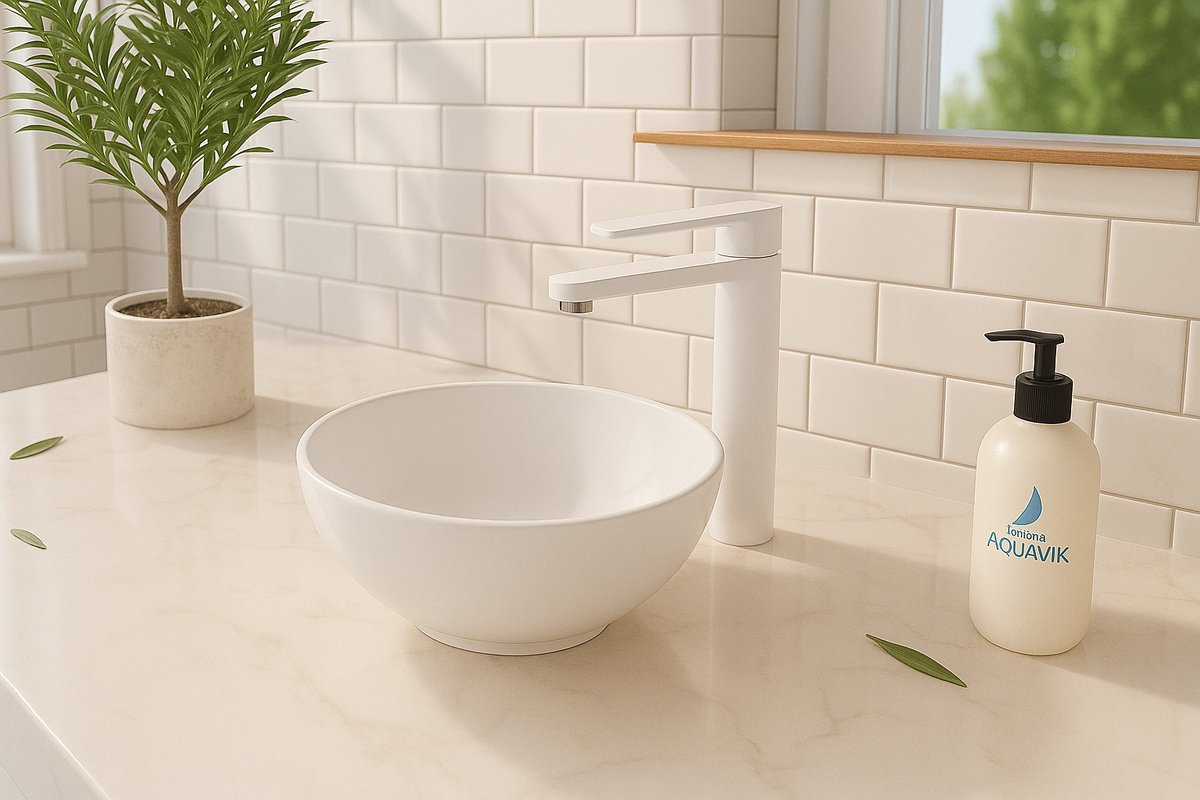AquaVik Waskom Måne Keramiek Rond Glans Wit 32.5x14 cm