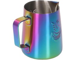 RVS Melkkannetje voor Latte Art 380ml met Spout, Uniek Zwanenontwerp en Kleurrijke Handgreep voor Koffieliefhebbers en Barista's