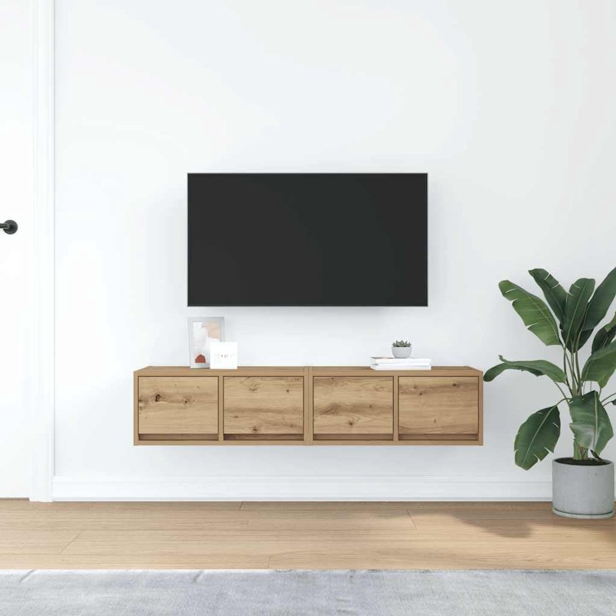 Modular Oak Duo – Set van 2 Zwevende Wandmeubels & TV-Elementen (Eiken, 60x31x26cm)