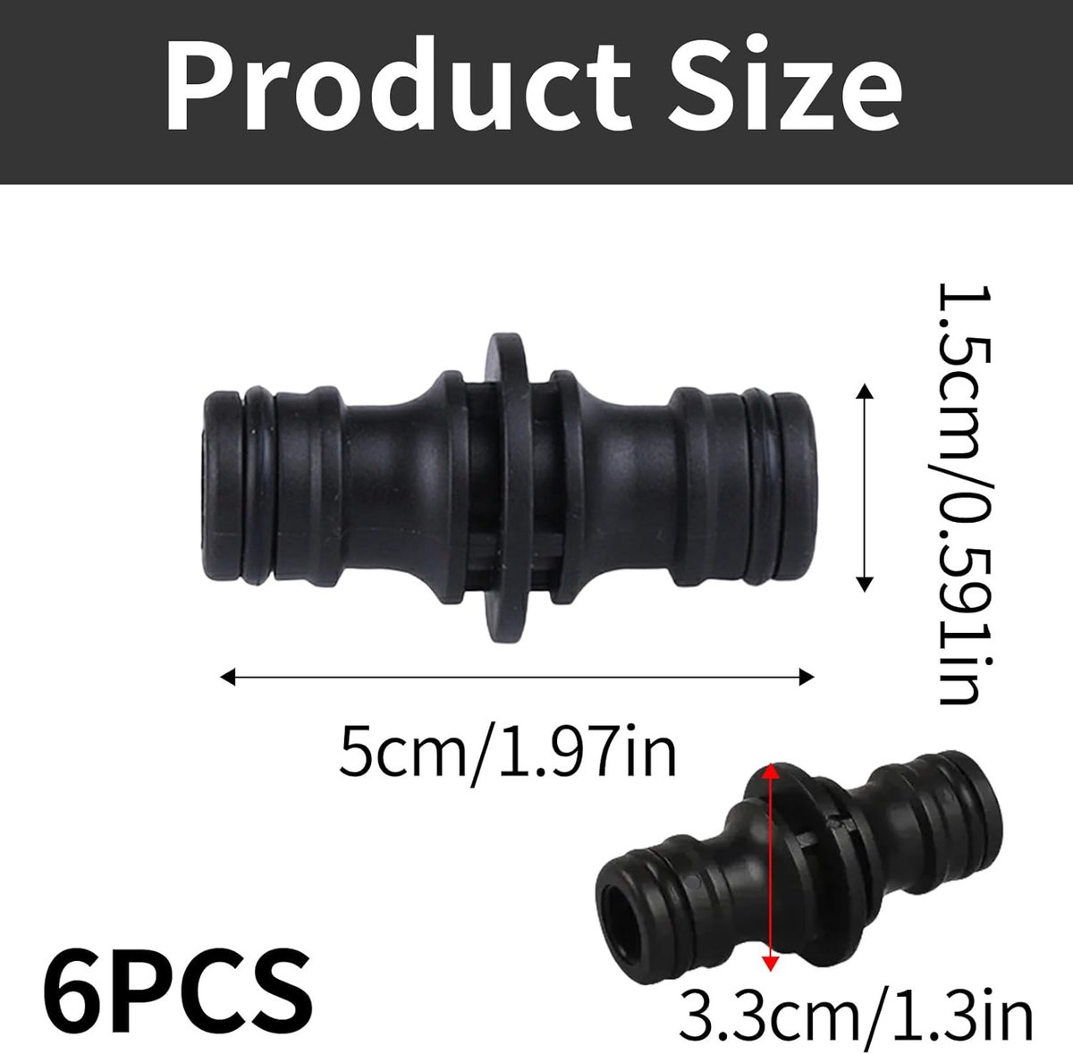 6 Pcs Tuinslangconnectoren - Tuinslang Connector voor Gardena Coupler - Dubbelzijdige Slang Fitting - Slang Adapter - Verlengstuk Koppeling voor Tuin – foto 4