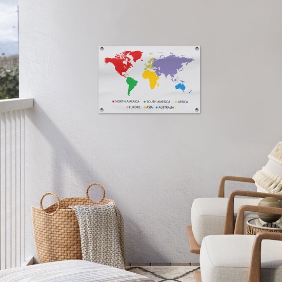 Carte du monde colorée avec une légende de jardin affiche 60x40 cm