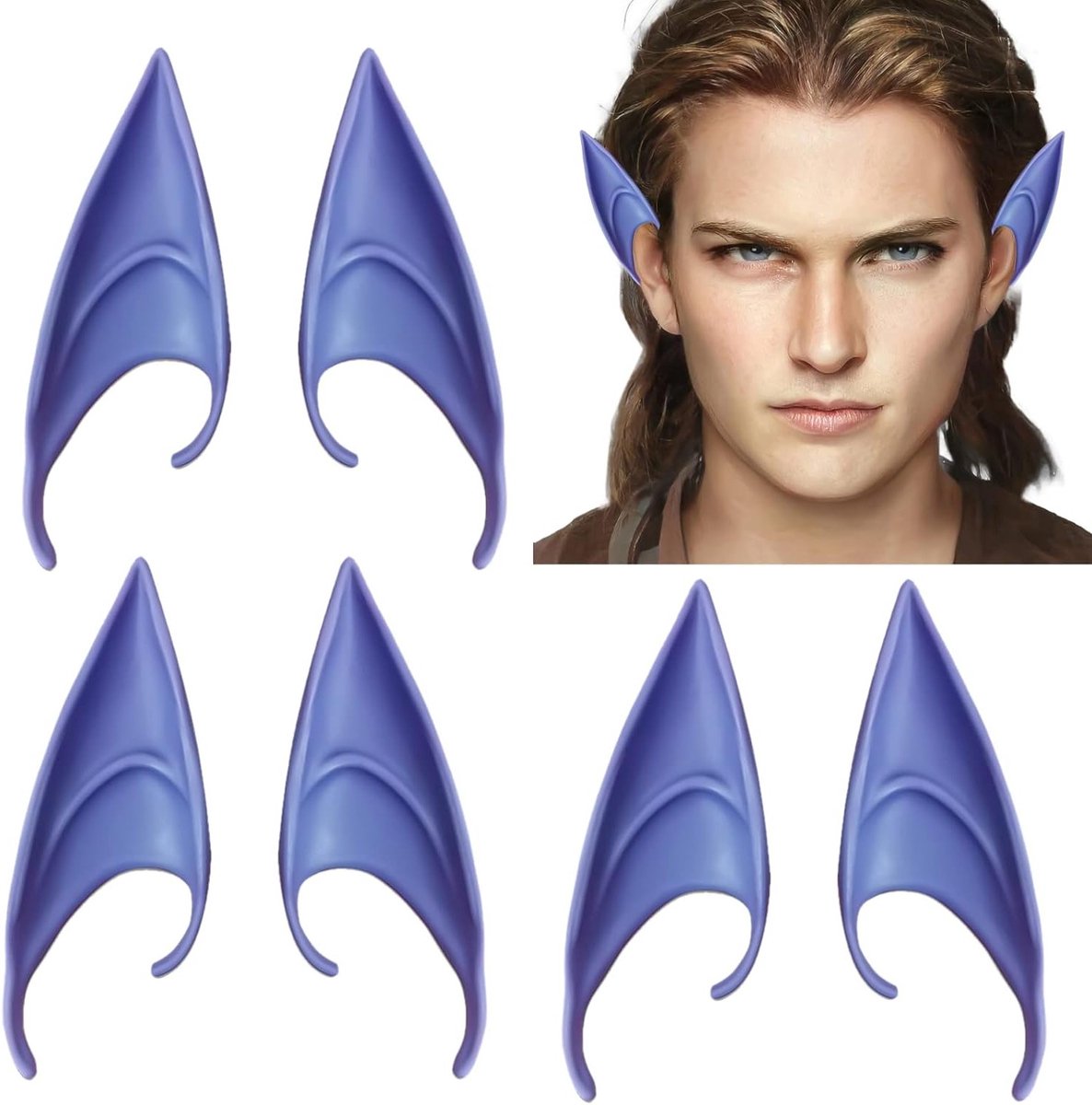 3 Paar Elf Oren Accessoires voor Cosplay en Halloween Feesten - 12 cm Lange Paars Elf Oren voor Carnavalskostuums en Theatrale Decoraties