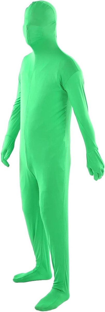 Groene Chromakey Bodysuit voor Fotografie, Unisex Stretch Kostuum voor Volwassenen, Perfect voor Video en Speciale Effecten