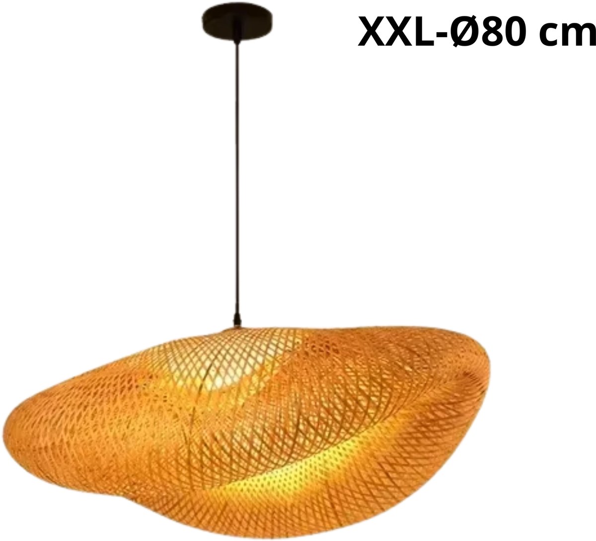 Lichtendirect - Bamboe 80 CM Hanglamp- XXL- Bamboe plafondlamp– Rotan lamp – Plafonnière – Slaapkamer lamp & woonkamer lamp- Restaurant lamp
