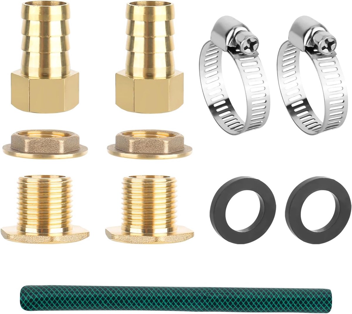 Rain barrel aansluiting set 3/4 inch - regenwateropvang - IBC tank aansluiting voor 2 regentonnen - 50 cm verbindingsslang (slang 19 mm binnen)