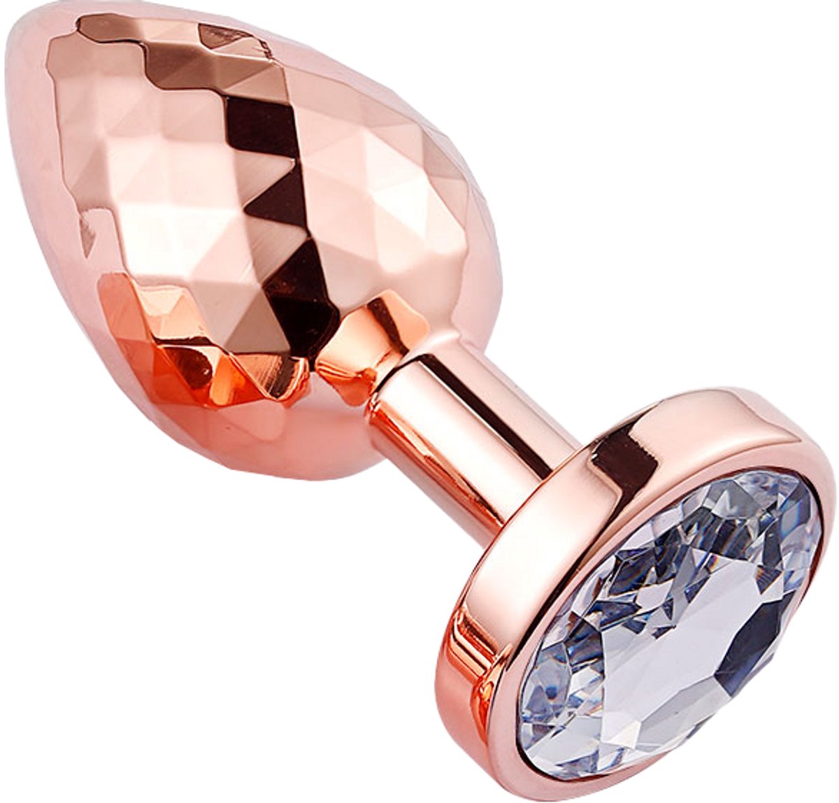 PLGZ - Diamond Facets Anaal Plug - Rosé Goud met Transparante Siersteen