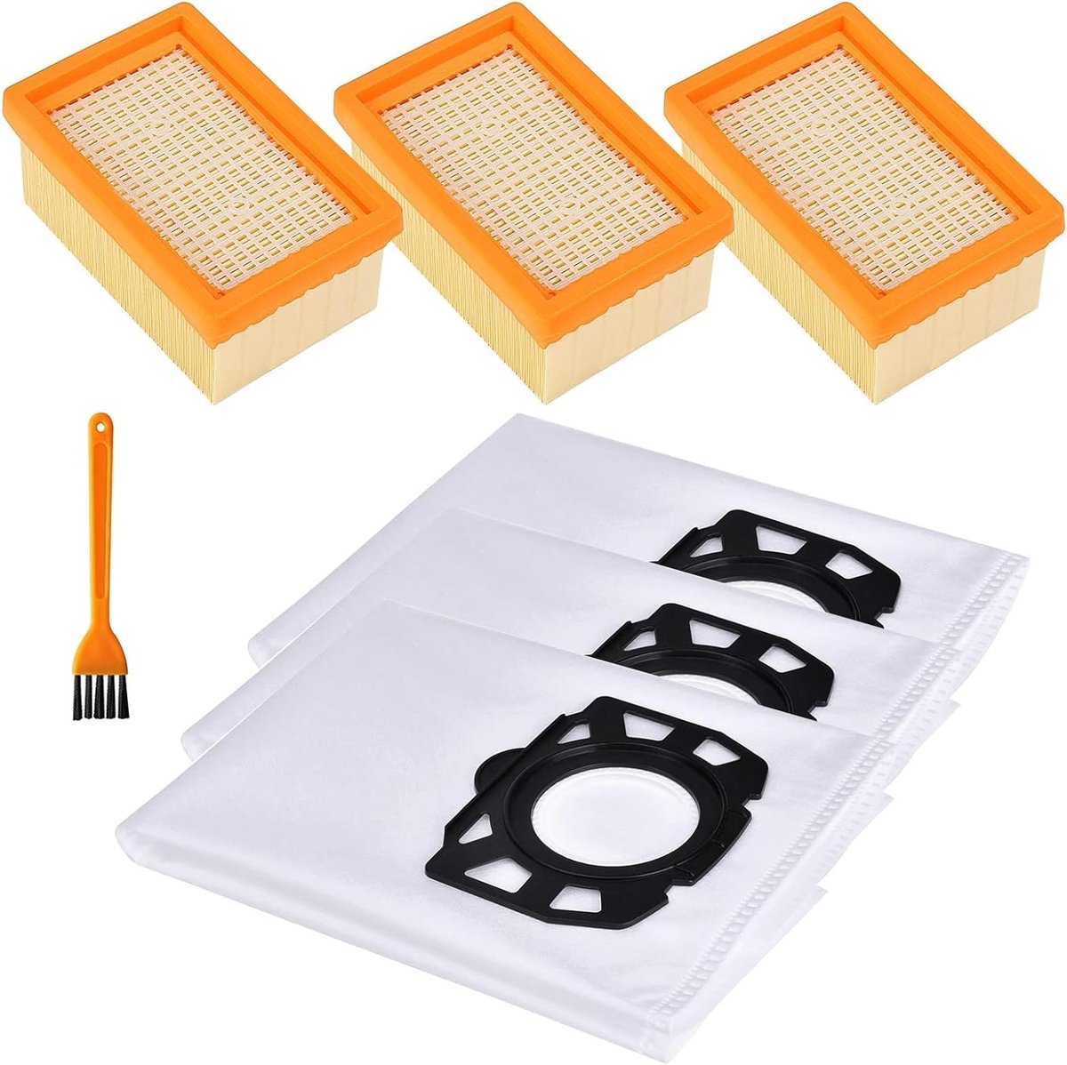 Set van 3 Stofzuigerfilters en Stofzakken voor WD4, WD5, WD6 en MV4, MV5 - Inclusief Borstel en Reserveonderdelen voor Optimale Reiniging