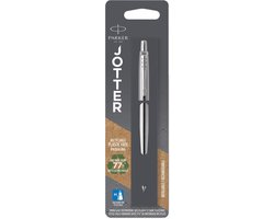 Parker Jotter Balpen | Roestvrij staal met chroom afwerking | Medium punt | Blauwe inkt