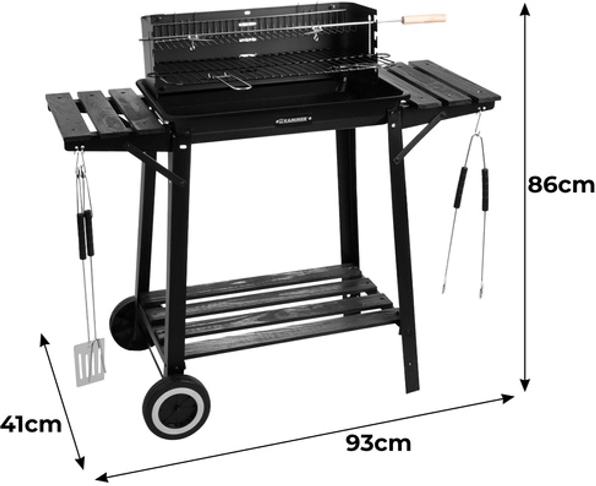 MAXY Houtskool BBQ Grill met Draaispit - Warmhoudrooster thumbnail 2