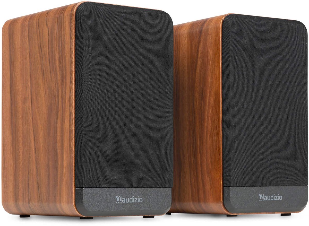 Boekenplank speakers - Audizio BS10 actieve speakerset - HiFi speakers met Bluetooth - 80W - Houtlook