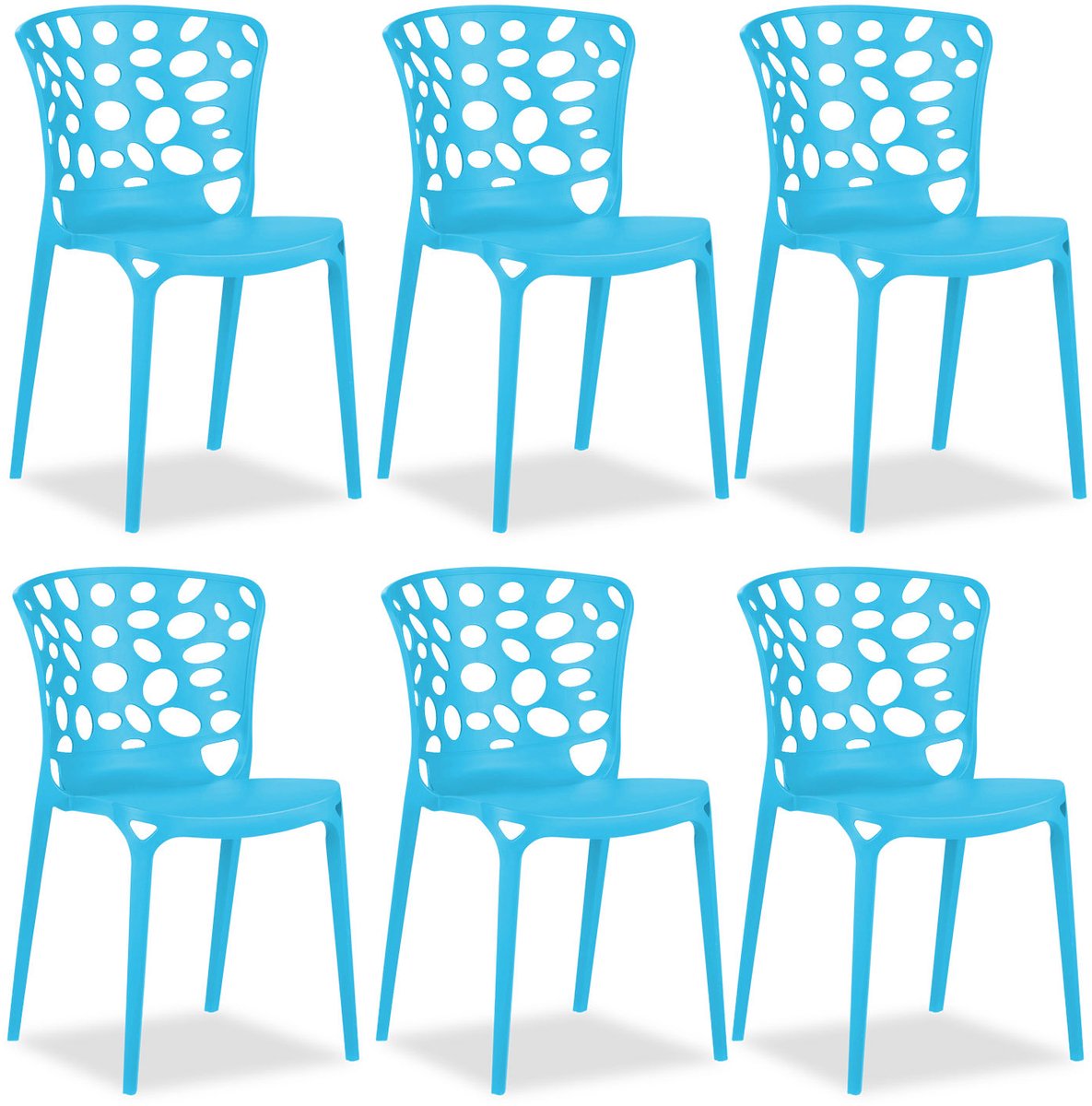 Homestyle4u Tuinstoelen - Set van 6 - Stapelstoelen - Kunststof - Blauw