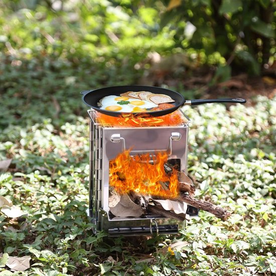 Camping houtkachel opvouwbaar RVS kookkachel draagbaar met grill en opbergtas lichtgewicht 1 kg van Camping — afbeelding 2