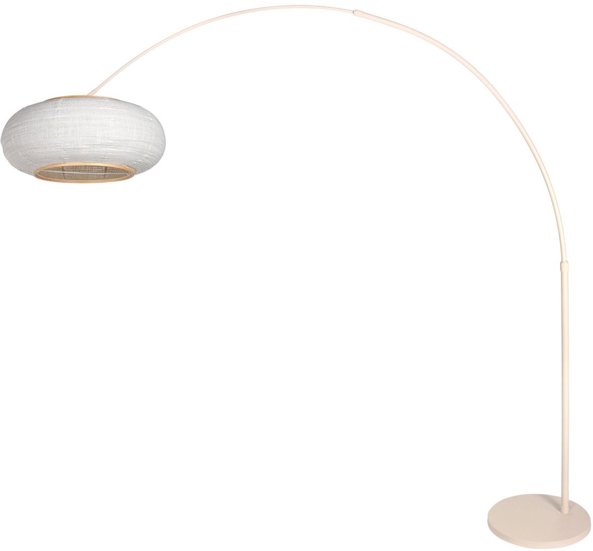 Vloerlamp Silva Alba 4677CR crème met linnen kap Ø60 cm - Steinhauer - Draaibaar, kantelbaar en hoogte verstelbaar - Hout, linnen en metaal - Geschikt voor binnengebruik
