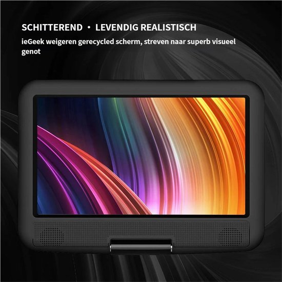 ieGeek Draagbare DVD Speler Auto - 11.5 Inch - 9,5 Inch Oogbeschermend Scherm - mit 32GB Karrt - TV/USB/SD - Draaibaar Scherm - 5 Uur Oplaadbare Batterij - voor Kinderen en in de Auto - Zwart — afbeelding 4