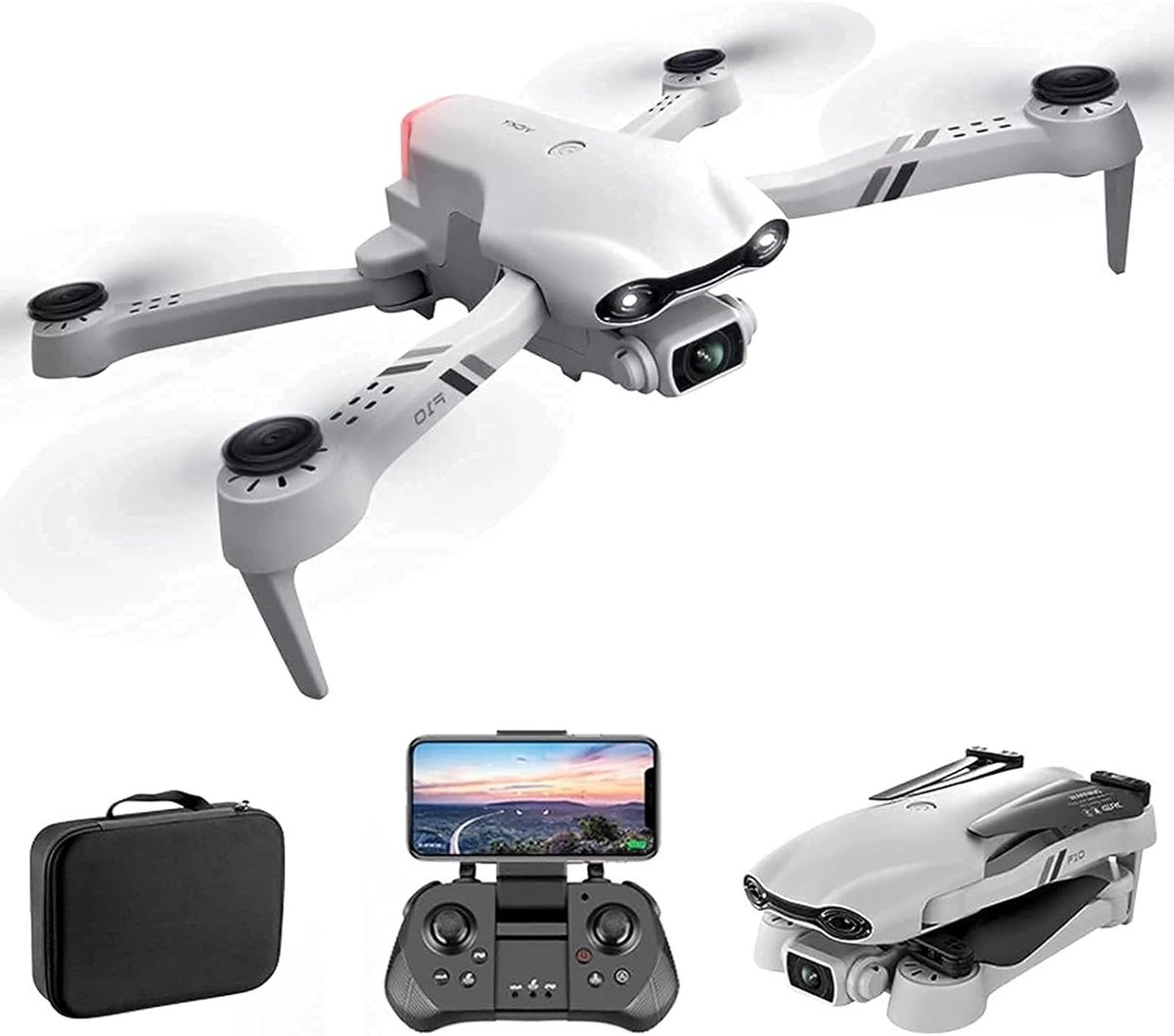 Mini Drone - Quadrocopter GPS - Luchtfotografie Maken - Dubbele 4K Camera - 1000 Meter Bereik - Wit