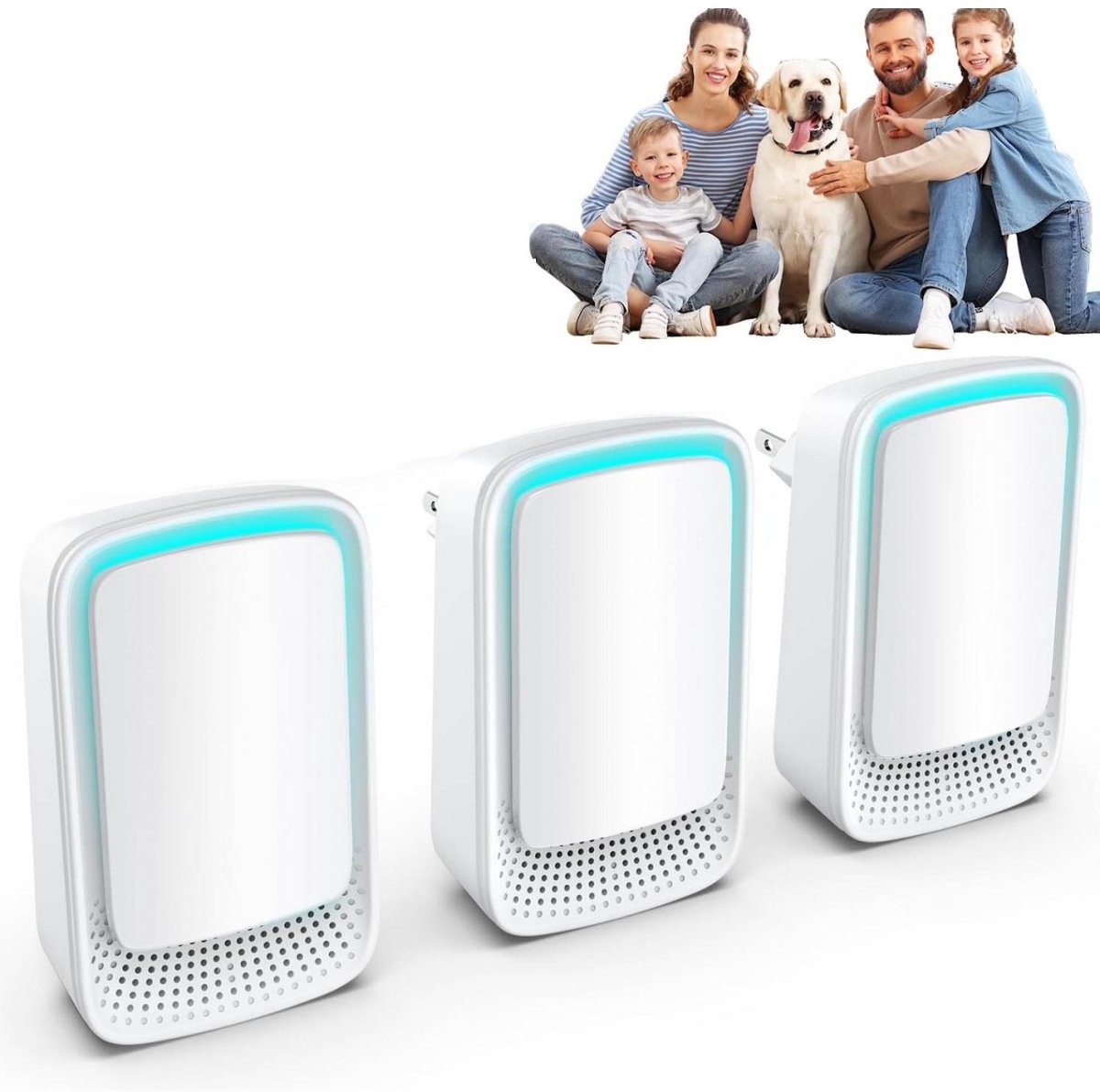 GELLDG 3 Stuks Luchtzuiveraar - Negatieve Ionen Ionisator - 10x6x3 cm 220V 3W - Zonder Filtervervanging Stil 360° Zuivering - Geschikt voor Woonkamer Slaapkamer Kantoor en Badkamer - ABS Materiaal