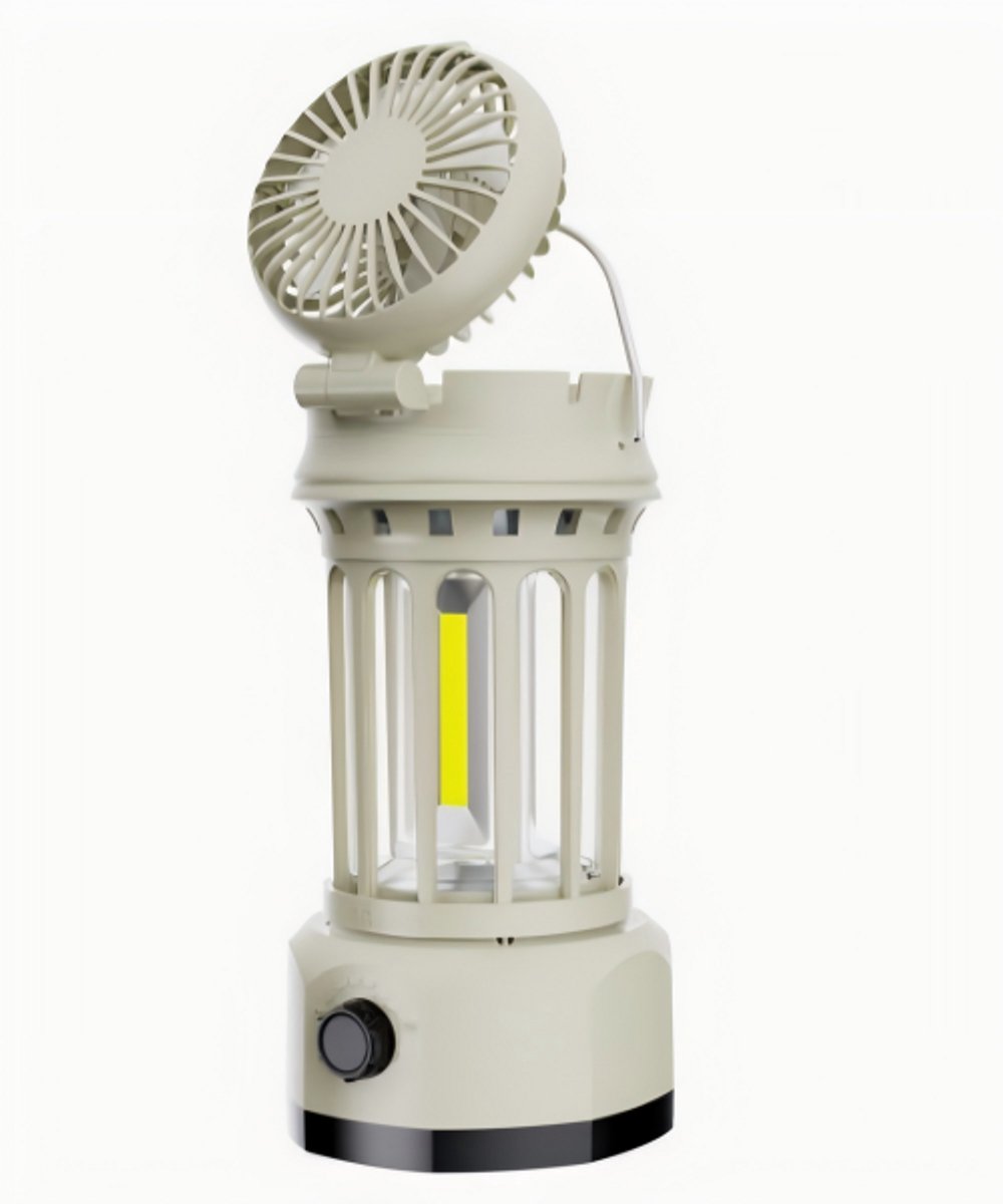 ZVD 3-in-1 Gezelligheid Campinglamp met Ventilator - Oplaadbare LED Tentlamp met Grote Windkracht - Lange Batterijduur - Hangende Sfeerlicht - Wit