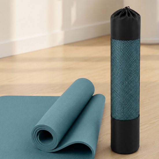 Yogamat 6 mm Antislip TPE – Fitnessmat & Pilates Mat – Blauw – 183 x 61 cm