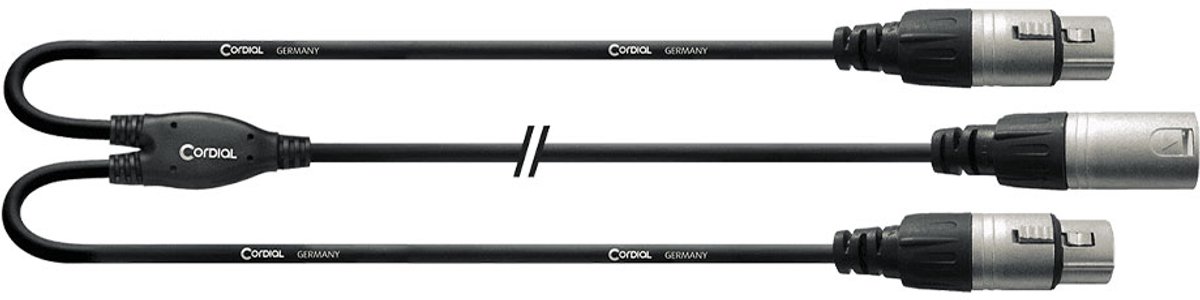 Cordial CFY0.3MFF Y-Adapterkabel Splitkabel XLR Male naar 2x XLR Female 30cm