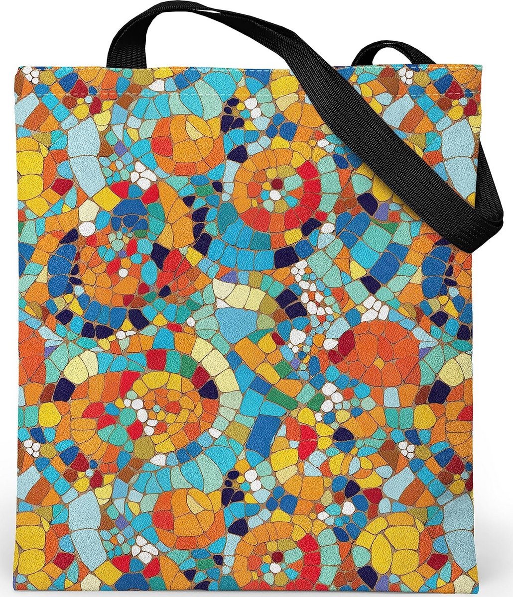 Ruime Tote Bag met Ritssluiting en Uniek Bedrukt Design - Esthetische Stoffen Draagtasje met Binnenvak