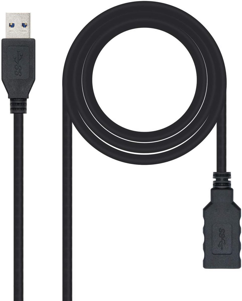USB 3.0 Verlengkabel Type A Male naar A Female - 3 Meter - Zwart - Hoge Snelheid 5 GB/s