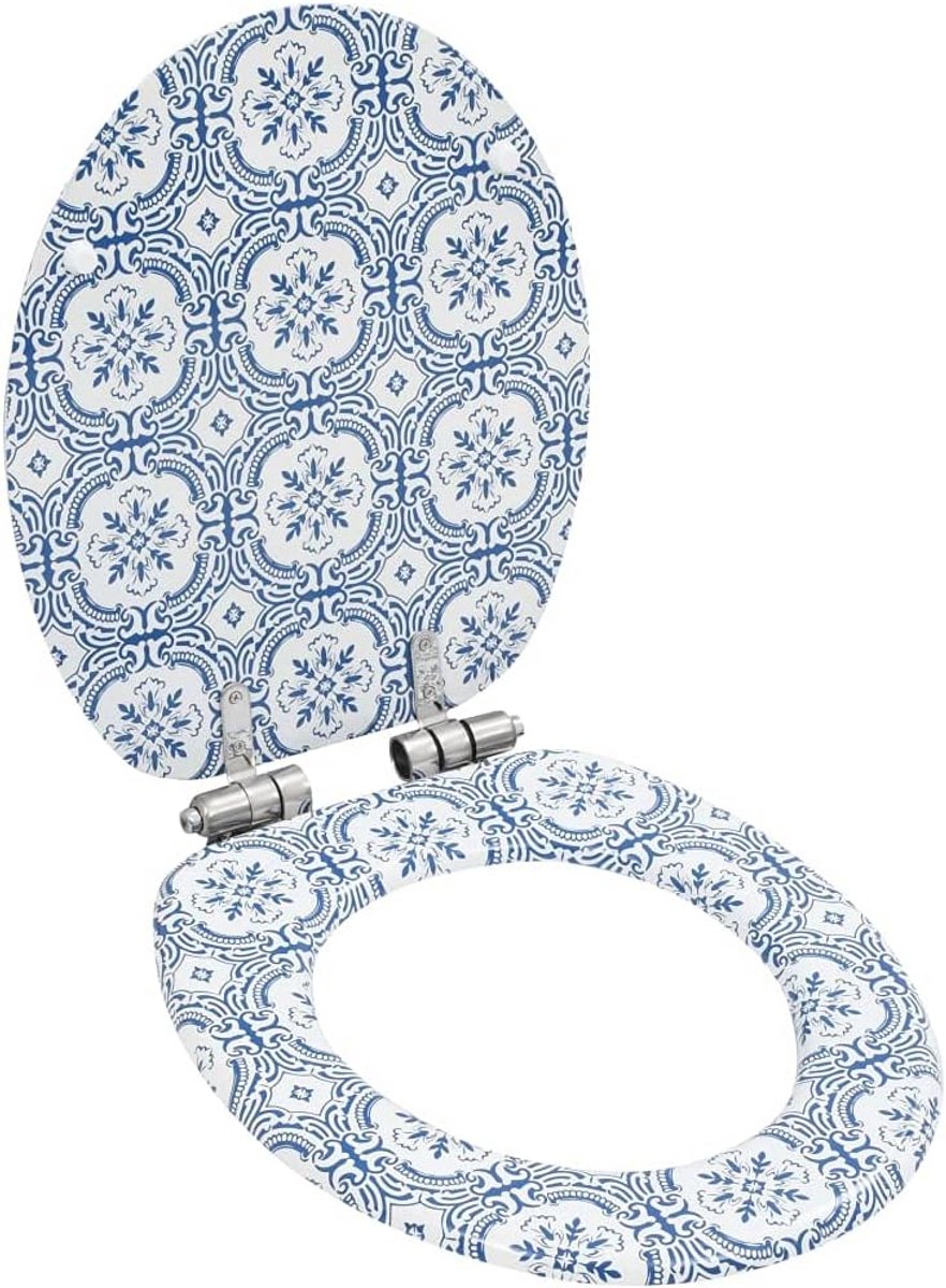 Toiletbril met Soft-Close en Porseleinprint – Verstelbare Scharnieren – MDF