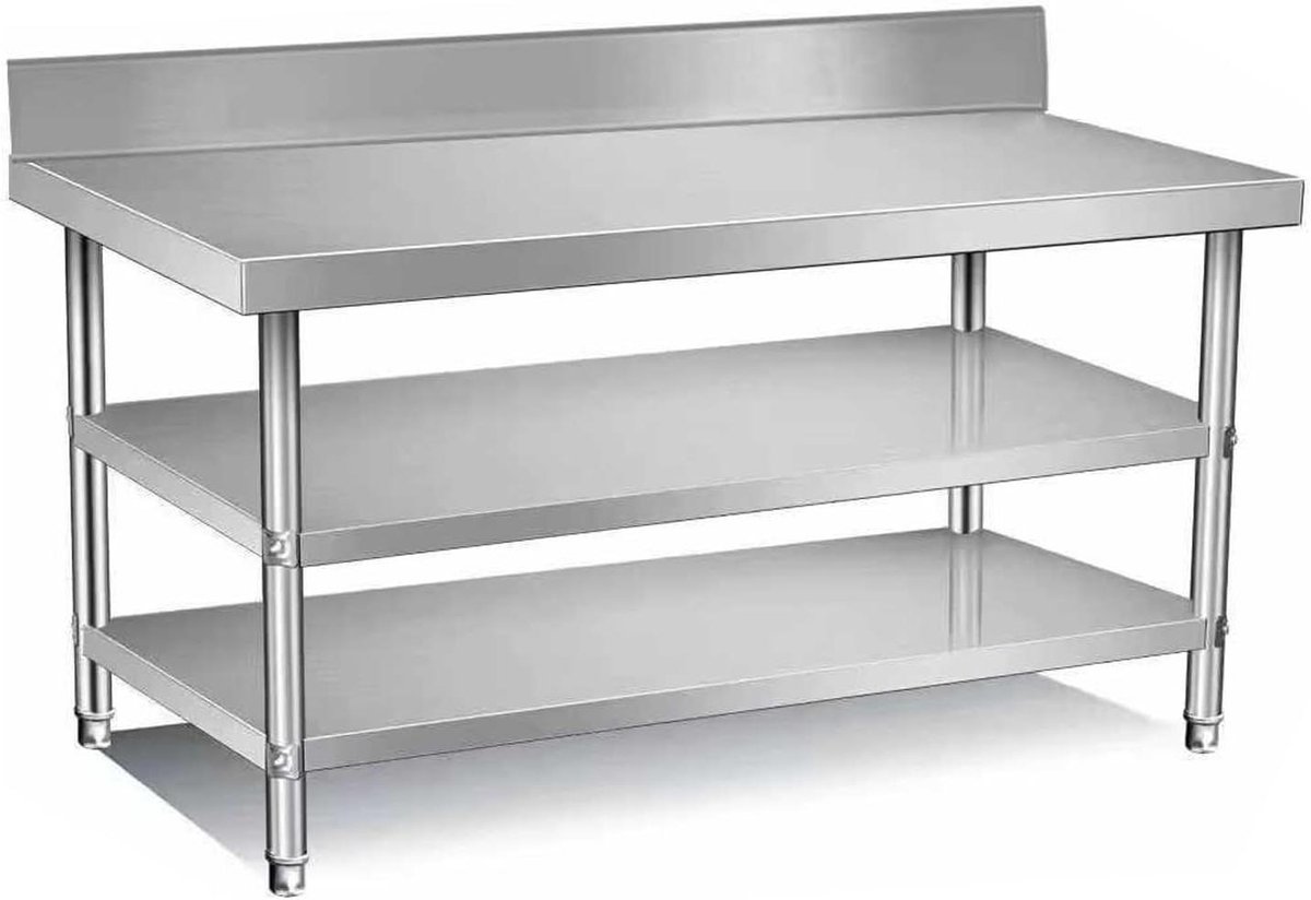Werktafel RVS - Keukentafel Professioneel - Voedselbereiding Opslag - Heavy Duty Ontwerp - 60x50x80cm - Zilver