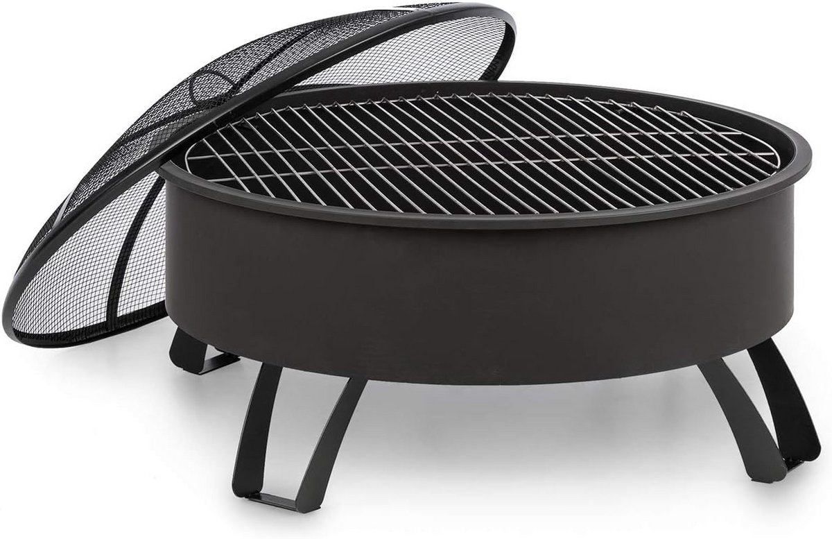 Grote 2-in-1 Vuurschaal met Grillrooster (Ø 75 cm) - Zwart