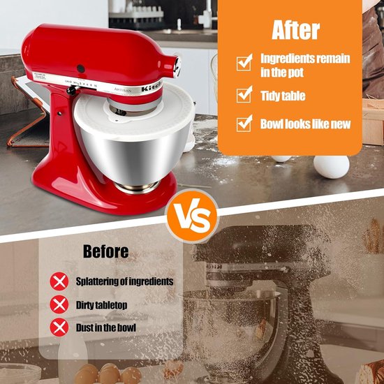 Spatbeschermingsdeksel Geschikt voor KitchenAid blenders van 4,5–5 liter, siliconen mengkomdeksel, wit. van Merkloos — afbeelding 3