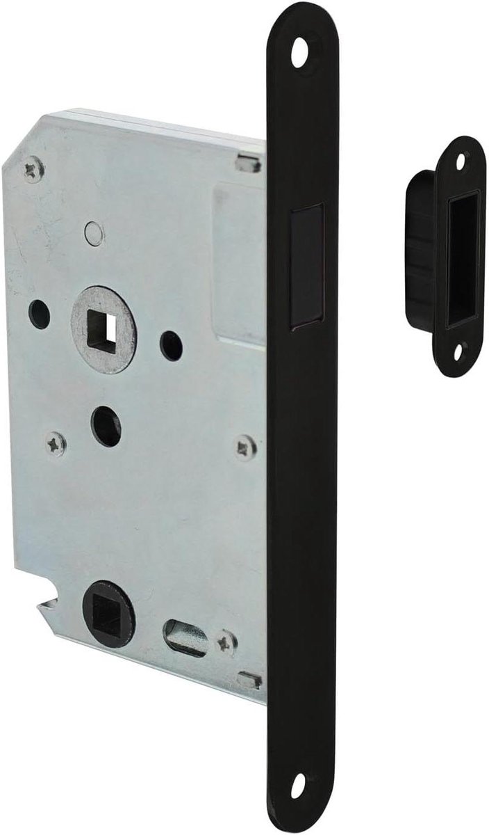 Magneetslot Toilet - WC Slot Zwart - Deur Afsluiten - Zwarte Voorplaat - WC63 - Zwart
