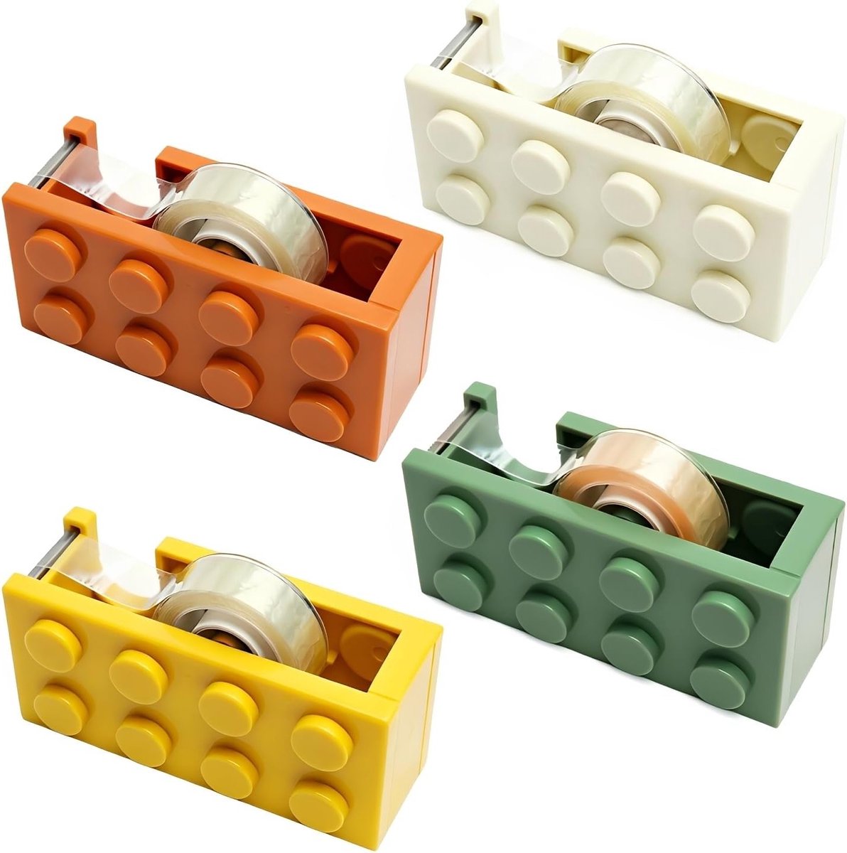 Plakband set van 4 stuks, compacte afroller voor creatief werk, knutselen en kantoorgebruik