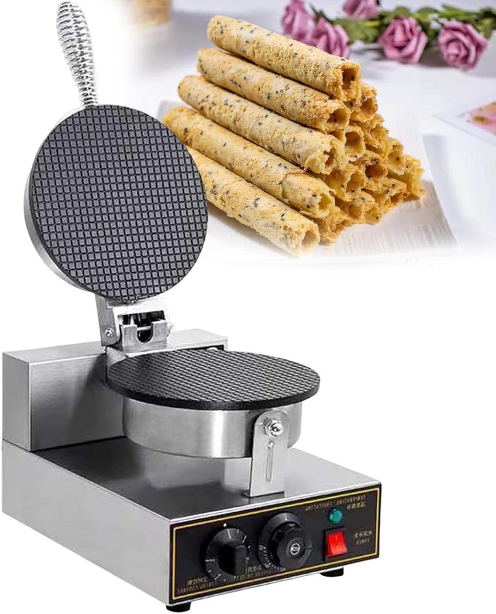 Wafelijzer - Ijshoorntjesmaker Wafelrol - Desserts Maken - Gelijkmatige Verwarming - 1300W - Meerkleurig