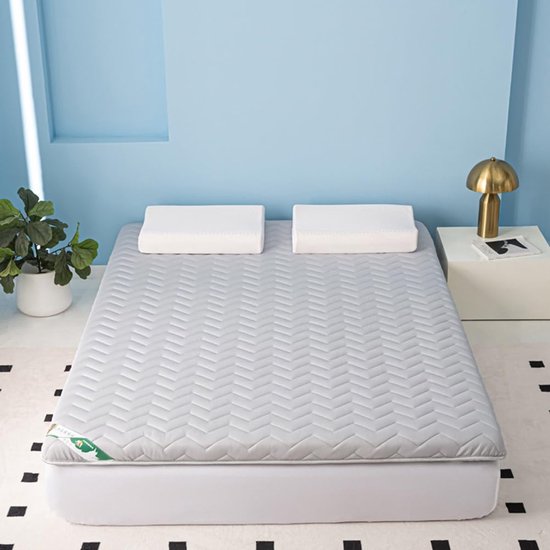 Futon Matras - Vloermatras Opvouwbaar - Comfortabel Slapen - Ademende Vulling - 80x190cm - Grijs — afbeelding 3