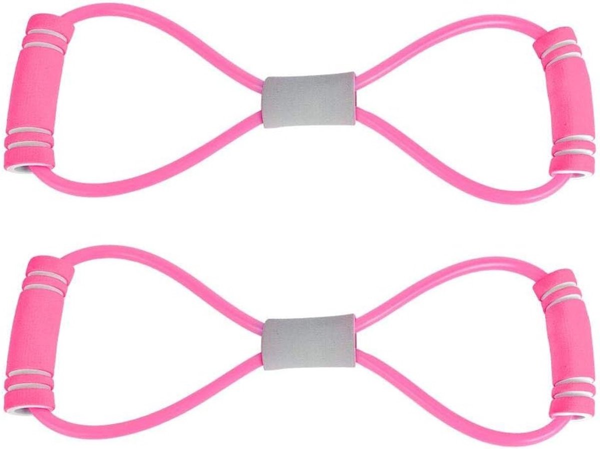 Oefenband in 8-vorm, 2-delige set in 3 kleuren voor krachttraining, yoga en pilates thuis, ideaal voor armtraining en fitness