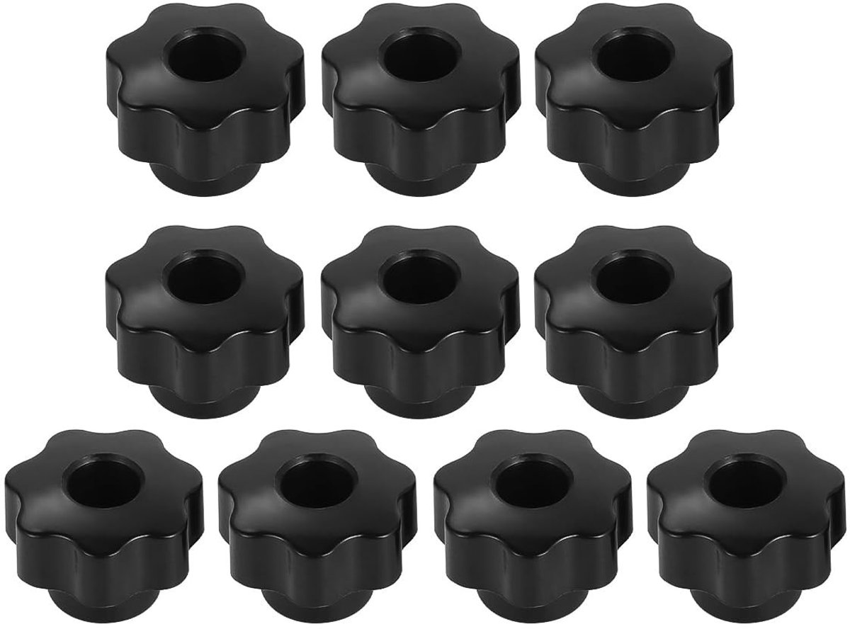 MTTproducts- Sterknop 10 Stuks - Zwarte Kunststof - M12 Draaddiameter - Hoogwaardig Materiaal - Comfortabele Grip - Totale Hoogte 32,4 mm - Handgreep