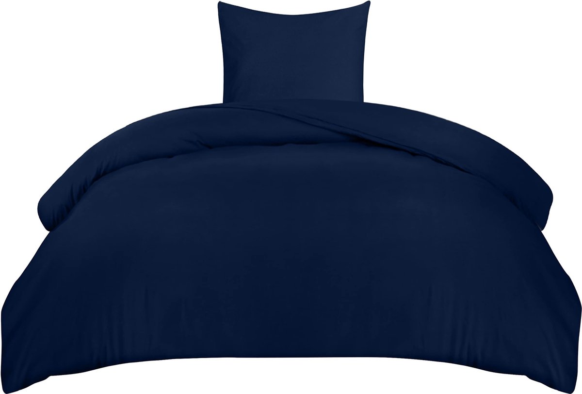 MTTproducts- Beddengoedset Microvezel - Dekbedovertrek 135 x 200 cm - Kussensloop 80 x 80 cm - Marineblauw - Comfortabel en duurzaam