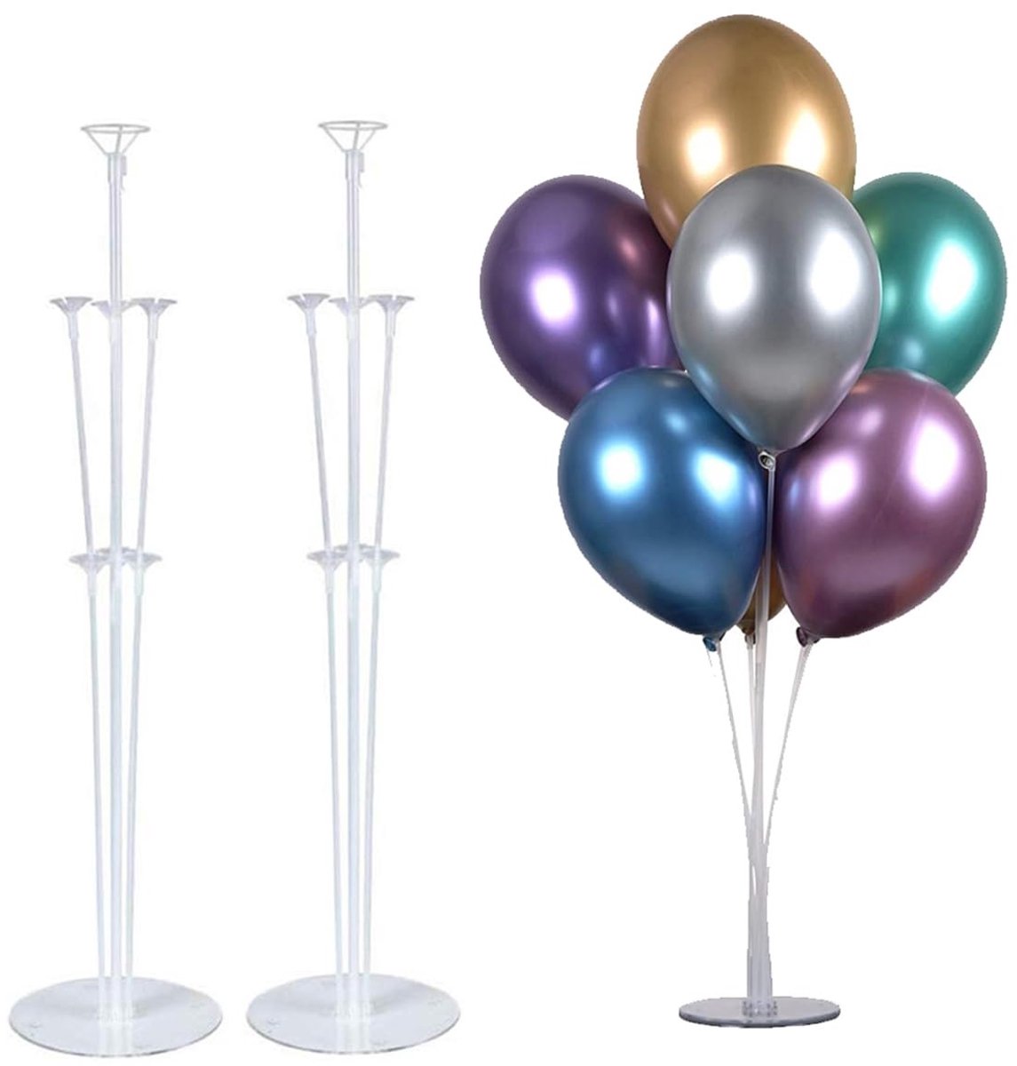 MTTproducts- Tafelballonstandaard 28" - Herbruikbaar - Feestdecoratie - Huwelijksdecoraties - Verjaardagsversieringen - Metallic Ballon - 2-pack - Ballondecoratie