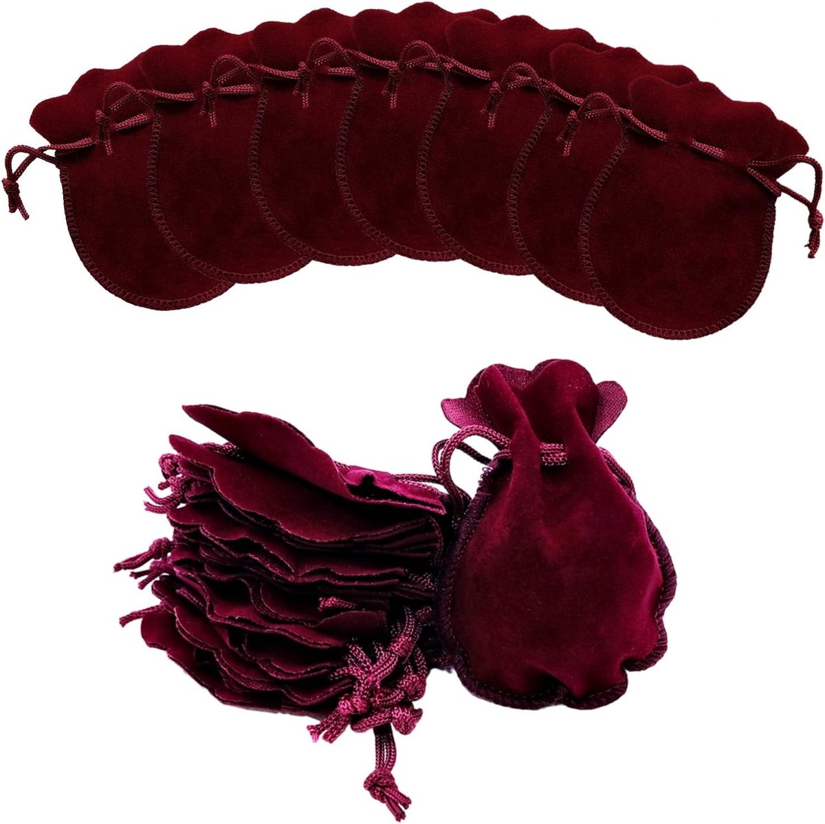 NTH products- Sieradenkast - 50 Stuks - Fluwelen Tassen - Trekkoord - Opbergzakken - Cadeautassen - 7 x 9 cm - Rood - Sieradentas