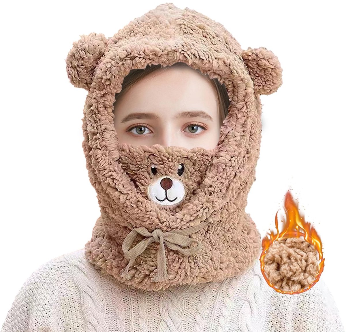 MTTproducts- Bivakmuts Warm - Fleece - Winddicht - Gezichtsmasker - Thermisch - 3-in-1 Hoed/Masker/Halsdoek