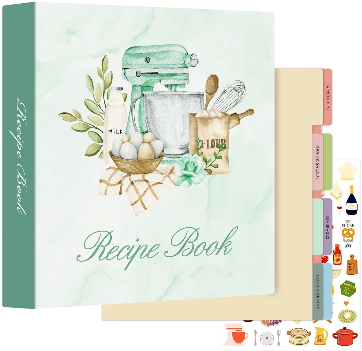 MTTproducts- Receptenmap 3 Ringen - Kookboek om Zelf te Schrijven - 8 Scheidingsbladen - 2 Stickers - Duurzaam en Waterdicht - 116 Recepten - Receptenboek